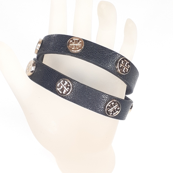 Tory Burch Jewelry - Tory Burch Wrap Around Studded Bracelet Black Gold